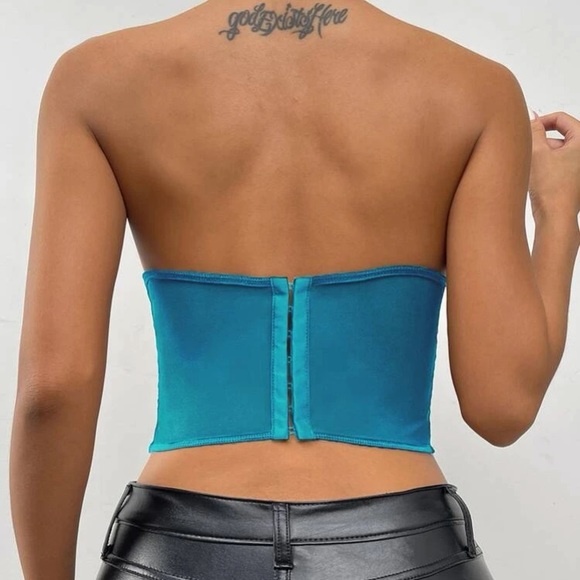 Boho black Lace Floral Embroidered Corset Bustier Crop Top - Picture 15 of 16